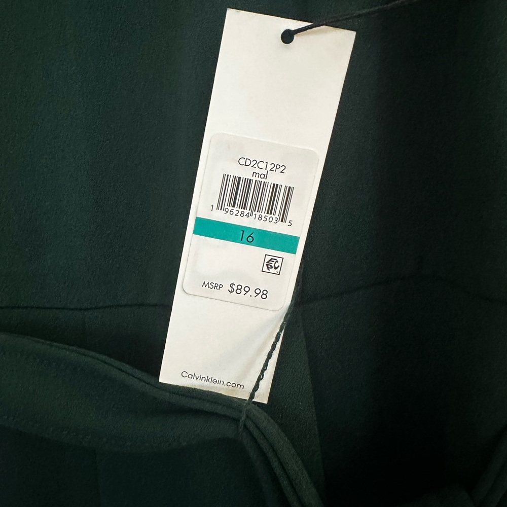 Calvin Klein Women’s Green Jumpsuit Wide-Leg, Elegant Dressy One-Piece Size 16 - Picture 5 of 6